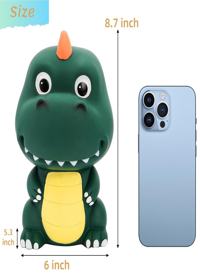 Jowgut Dinosaur Piggy Bank, Unbreakable Plastic Money Coin Bank, Cute First Coin Saving Box for Birthday, Easter, Baby Shower, Home Decoration, Deep Green - Image 2